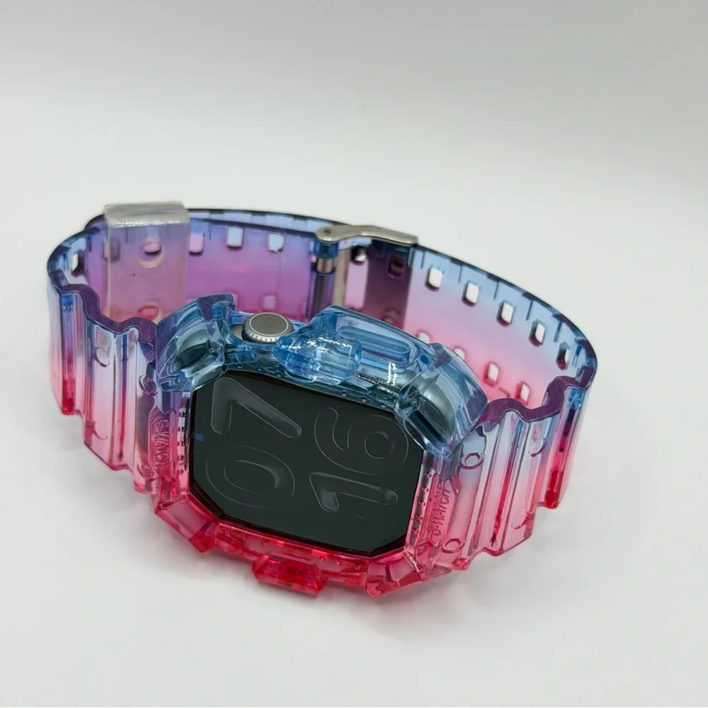 G-Shock Style‎ Translucent Pink and Blue Smartwatch Case